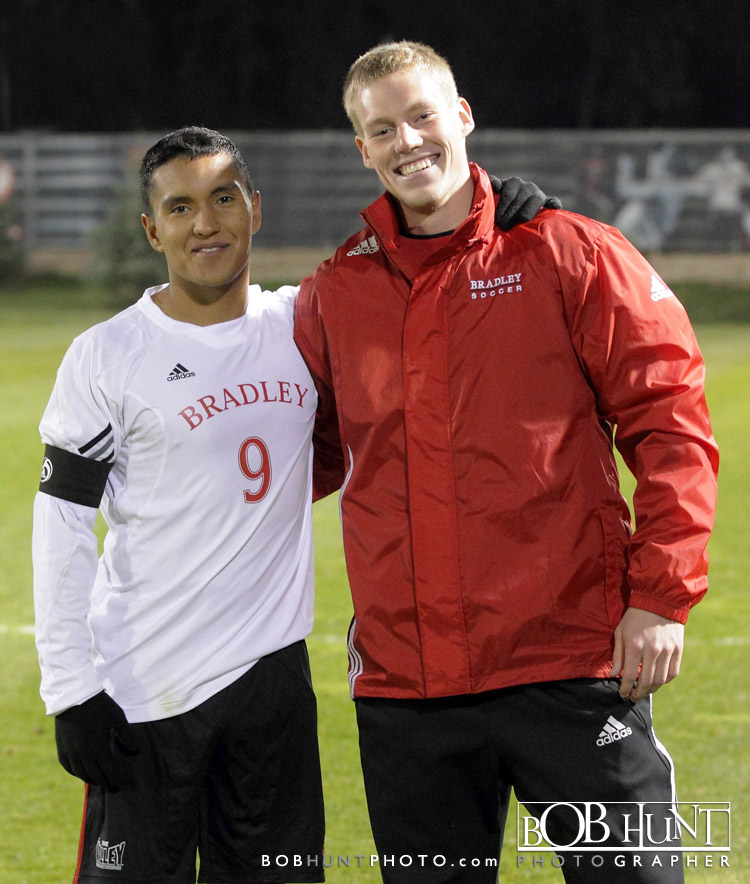 Bradley seniors Rudy Garcia and Jim Schultz were honored in pre-game ceremonies before there last regular season home game at Shea Stadium