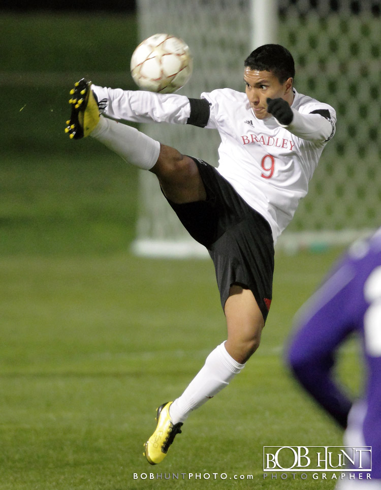 Bradley senior Rudy Garcia with a scissor kick