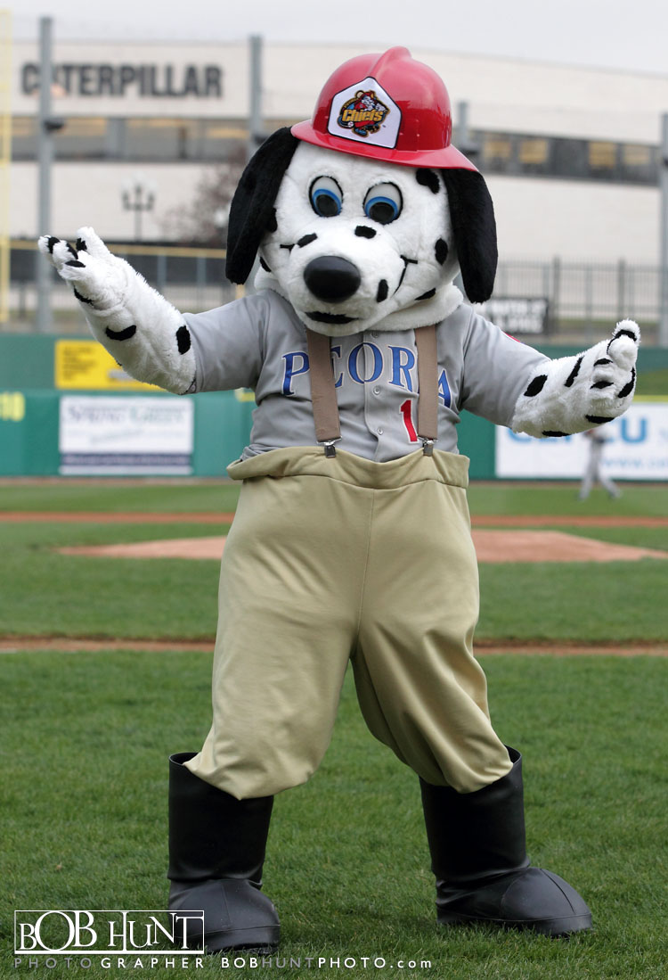 Homer the Peoria Chiefs mascot on the field before the home opener of the 2011 season